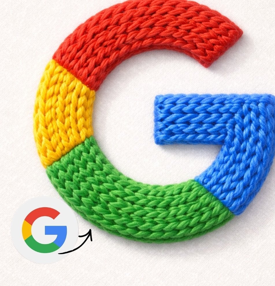 Instagram logo made from thick knitted wool yarn, handcrafted textile…