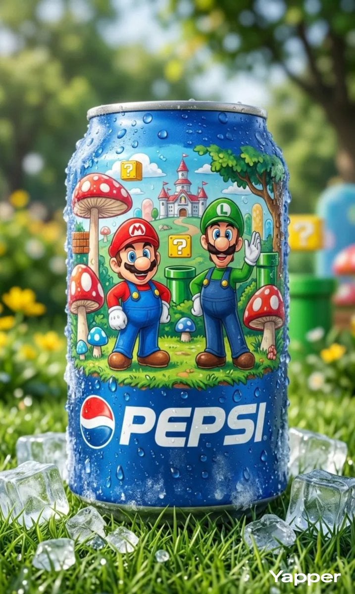 Ultra-realistic product photography of a chilled blue Pepsi can place…