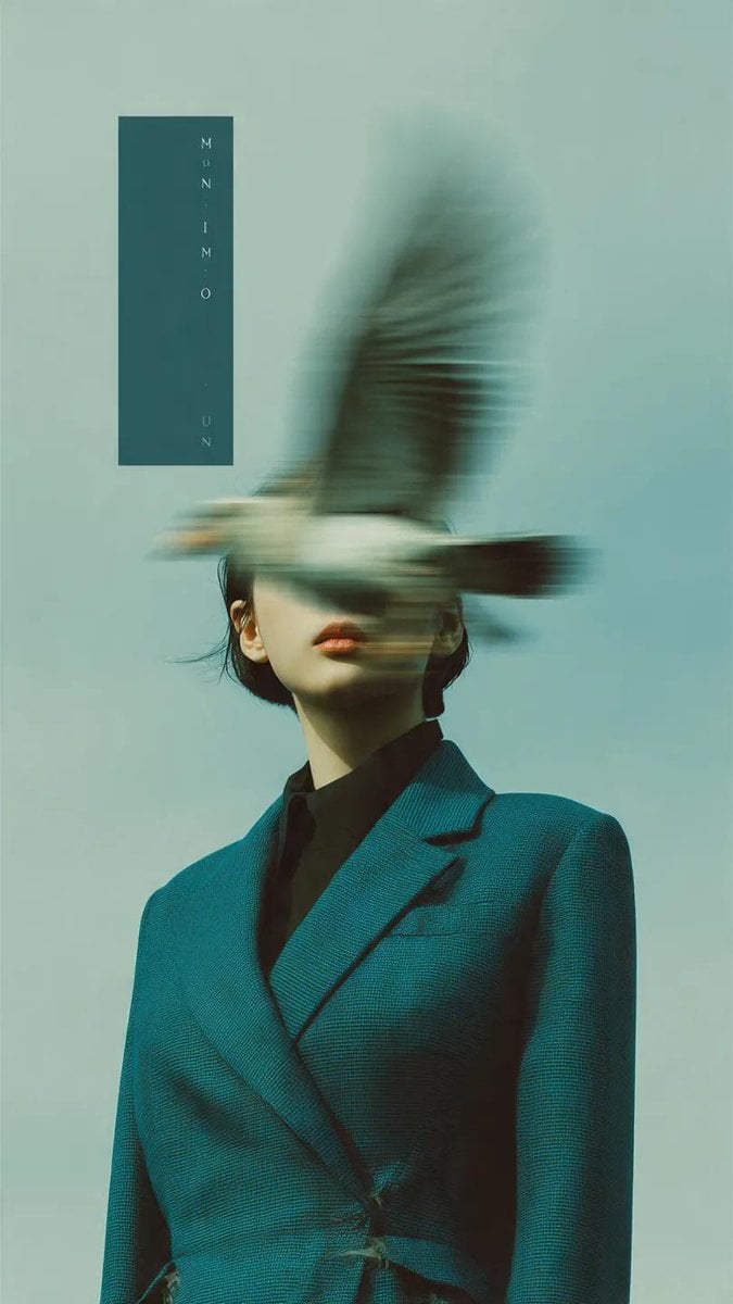 Editorial photography, a woman wearing a structured deep teal blazer…