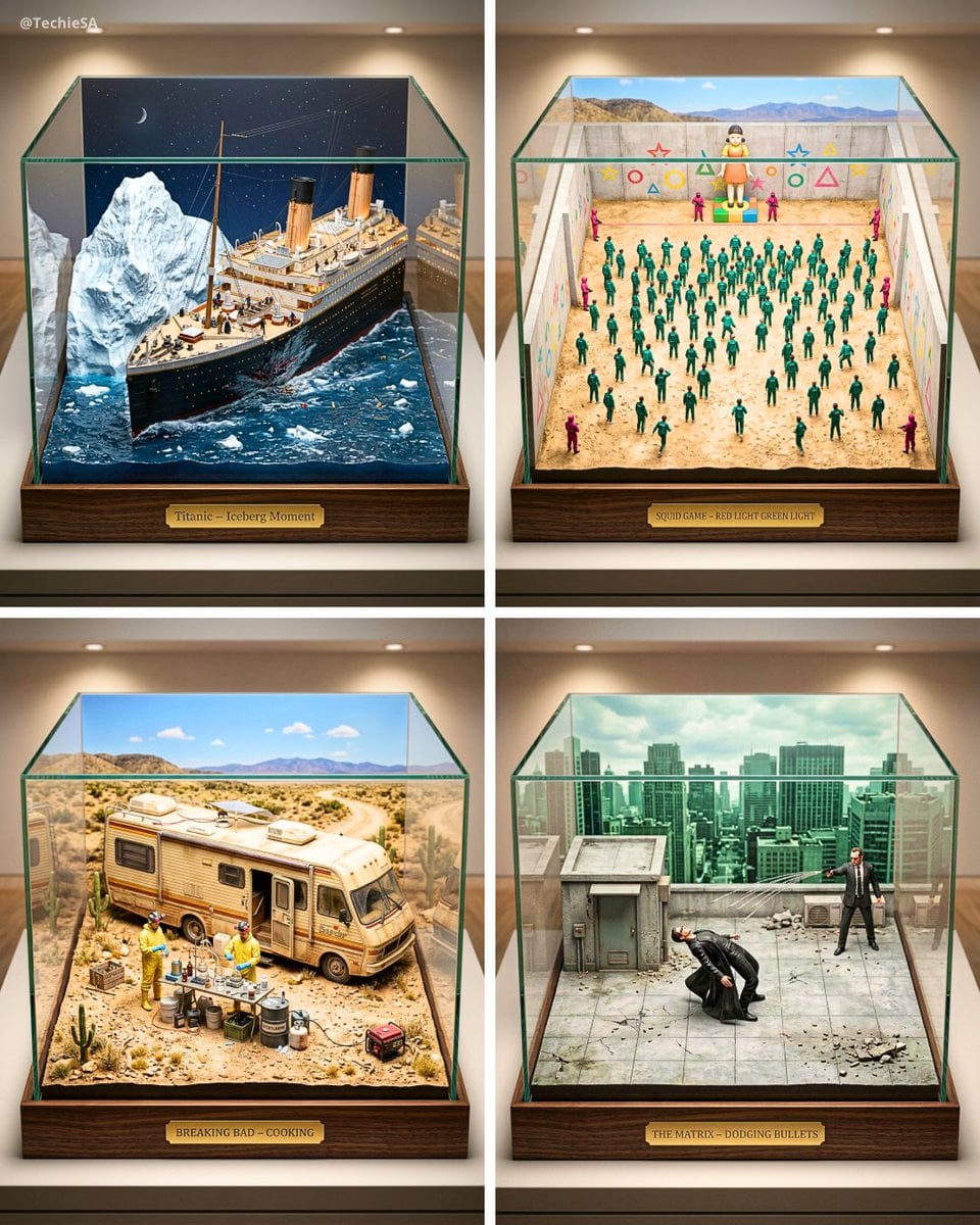 Ultra-detailed large-scale miniature diorama of the [ICONIC SCENE] fr…