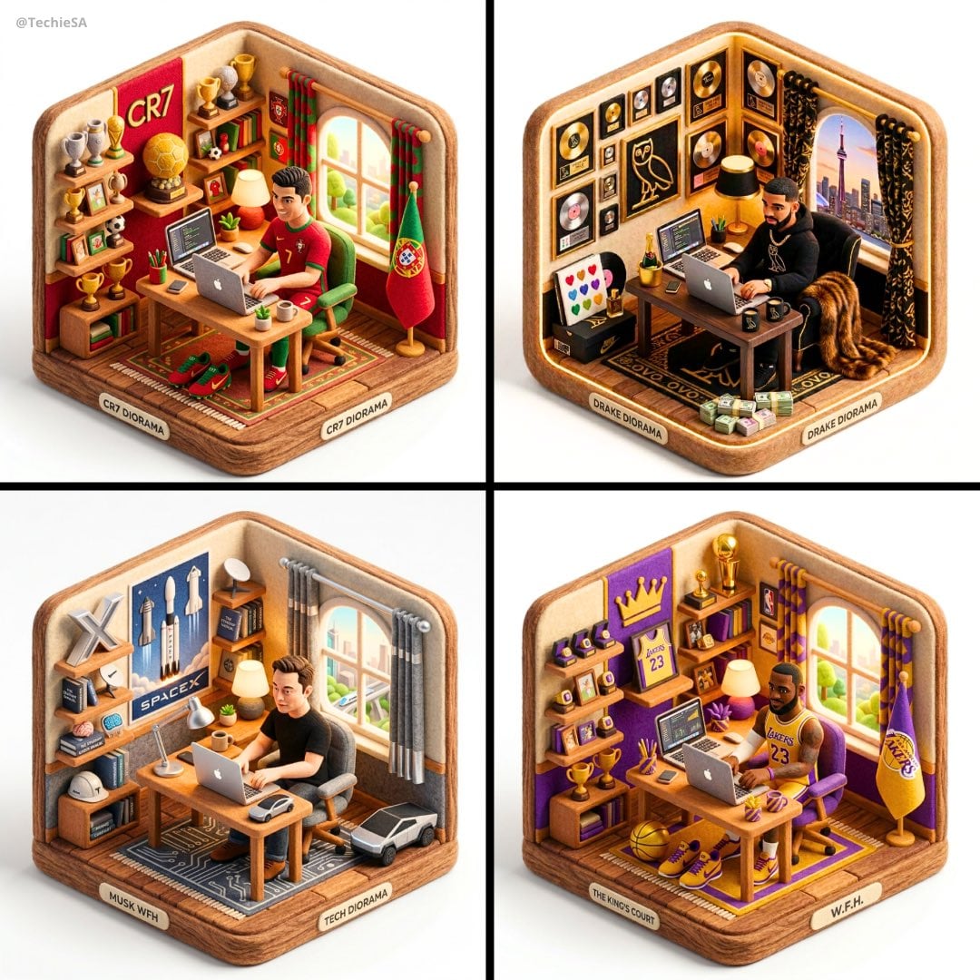 Generate a 3D isometric diorama illustration of [CHARACTER] working f…