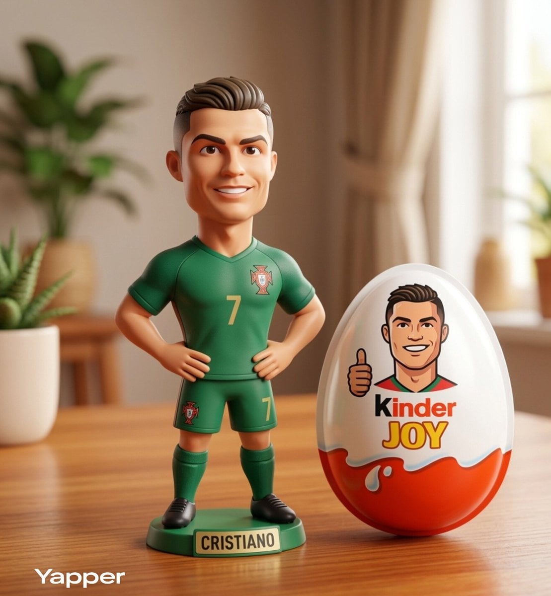 A cute stylized 3D collectible figurine inspired by Cristiano Ronaldo…