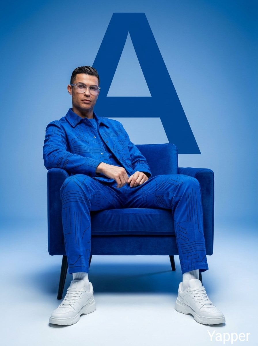 Minimalist fashion studio photoshoot featuring stylish people sitting…