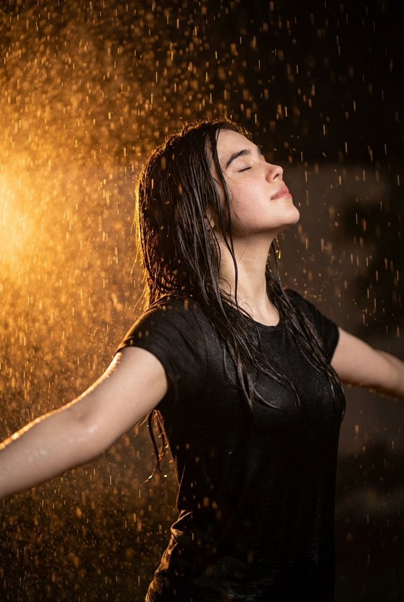 Ultra realistic cinematic portrait of a 32-year-old young woman stand…