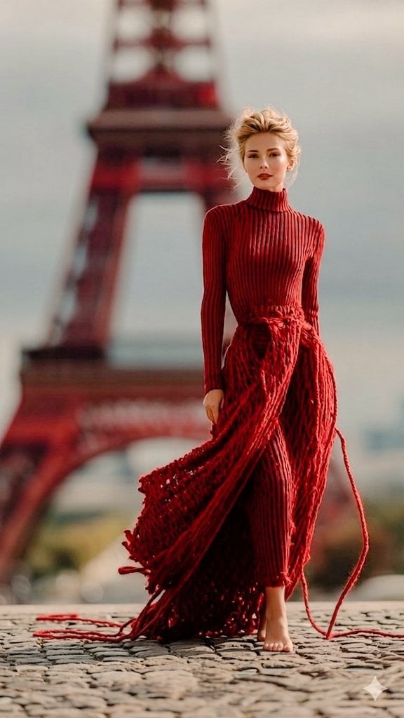 The Eiffel Tower is wrapped in an unreal, surreal layer of vibrant re…
