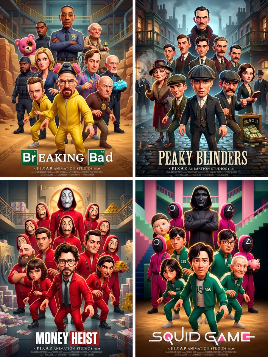 Pixar 3D CGI animated movie poster style, ensemble cast featuring the…