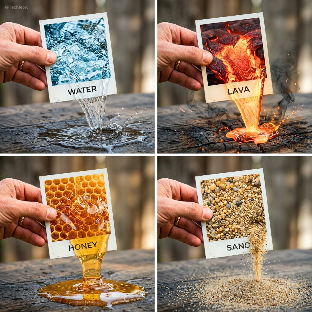 A hyper-realistic 3D photo concept showing a hand holding a square polaroid photo labeled “ELEMENT”. Inside t…