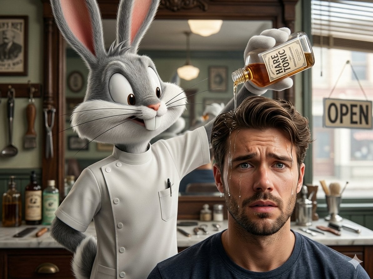 Cinematic 8k hyper-realistic close-up shot. A 3D realistic Bugs Bunny…
