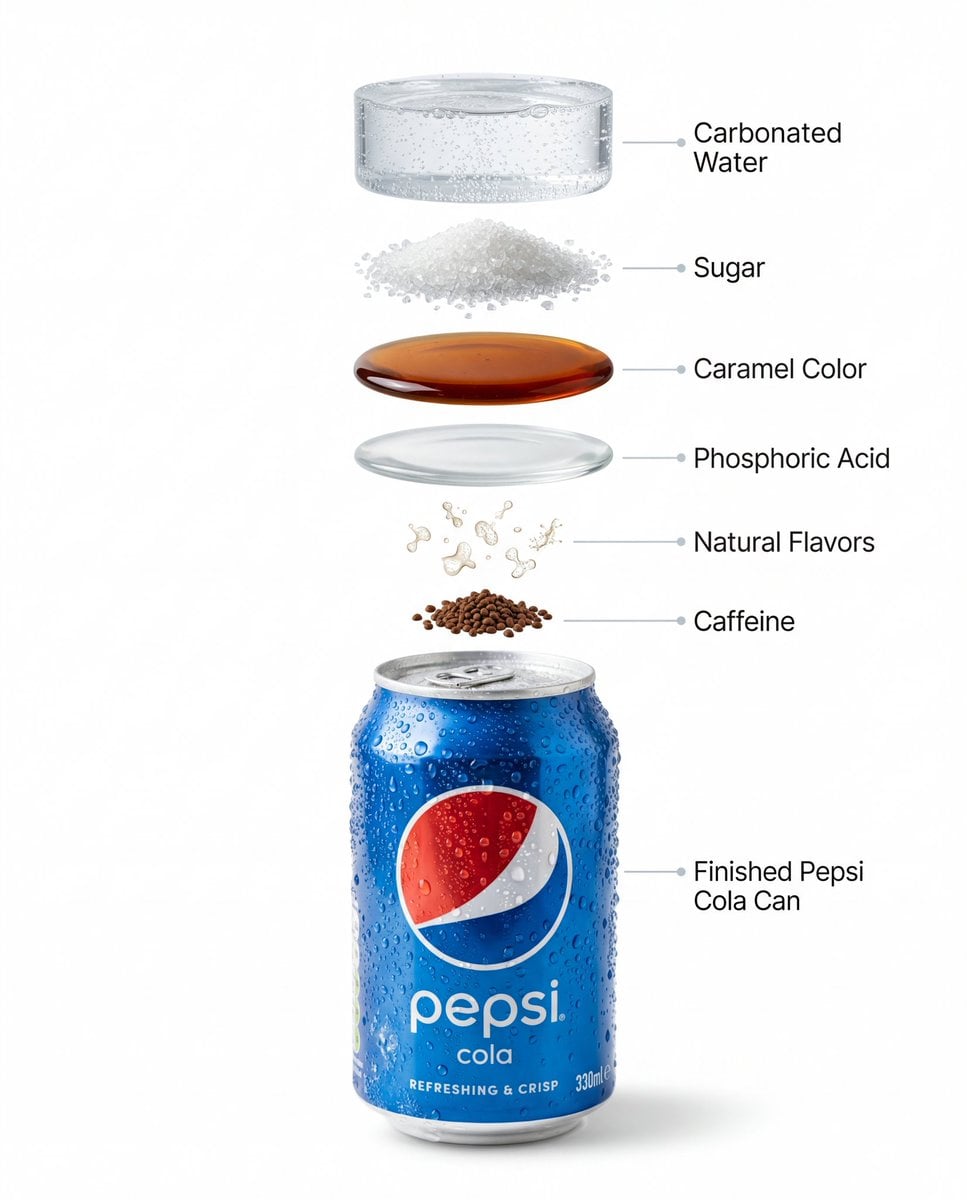 High-quality professional product photography of a chilled Pepsi can…