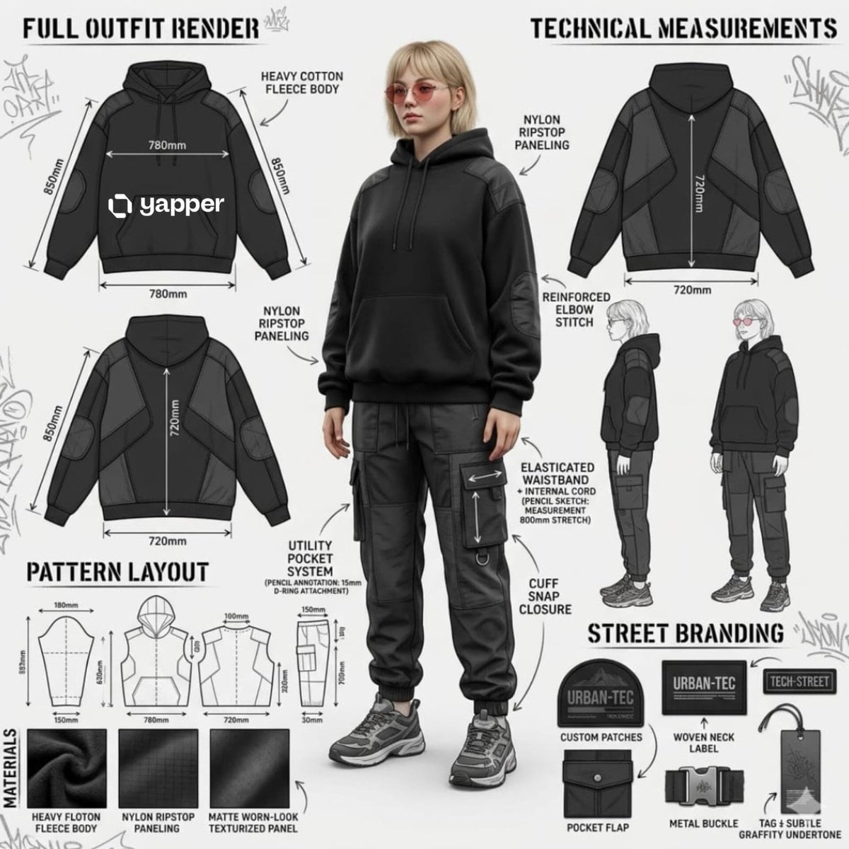 Using the attached image, create a professional industrial fashion de…