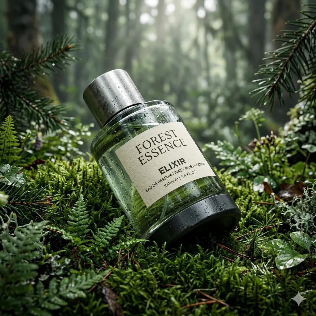 Ultra-realistic premium fragrance product shot of a perfume bottle (F…