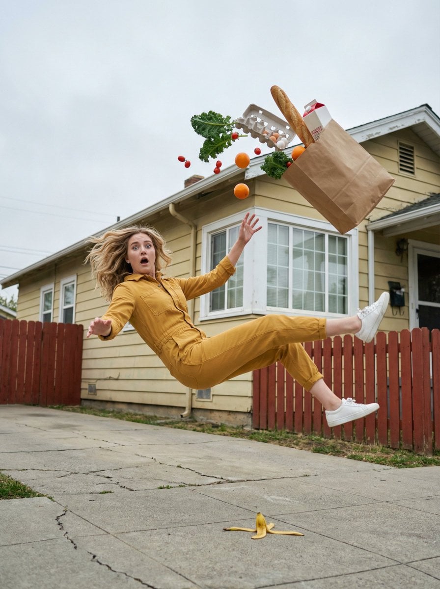 cinematic realism surreal moment frozen in time a suburban street in…