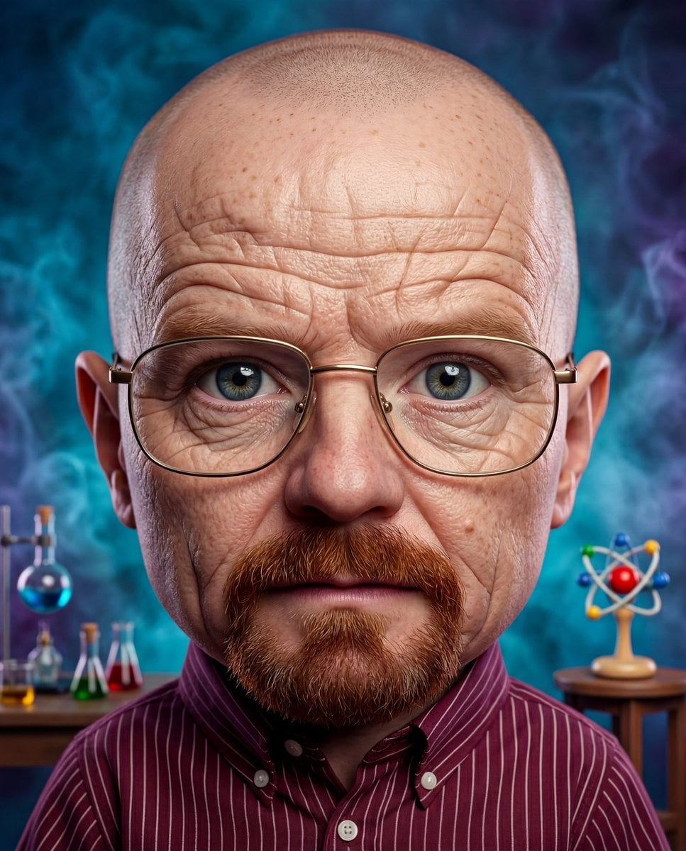 Hyperrealistic baby @ image in a caricature style, with exaggerated f…