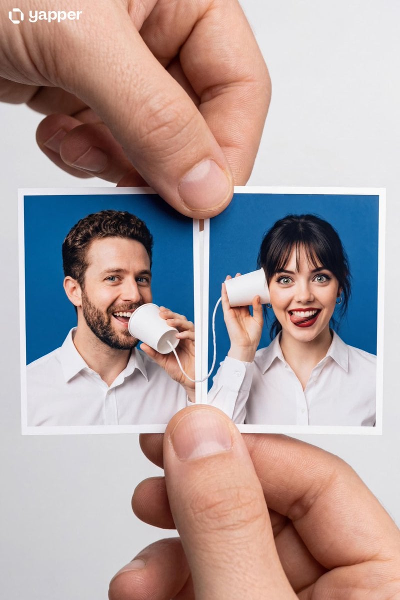 Create a Portrait Master Object: Two passport-sized photo prints held…