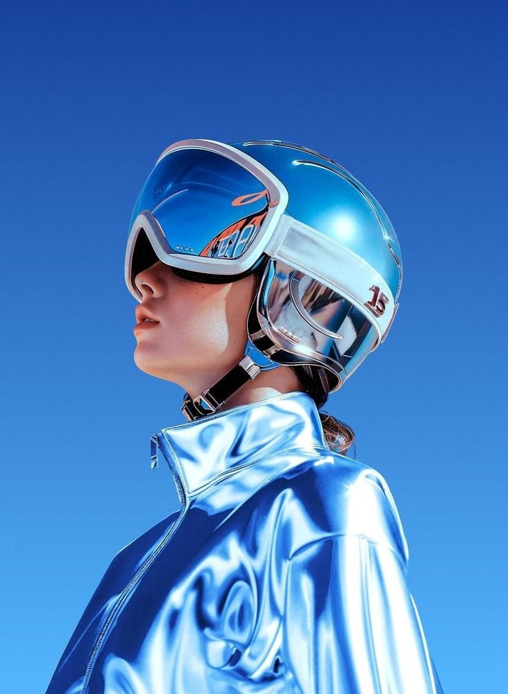 Ultra-realistic futuristic portrait of a young woman in side profile…
