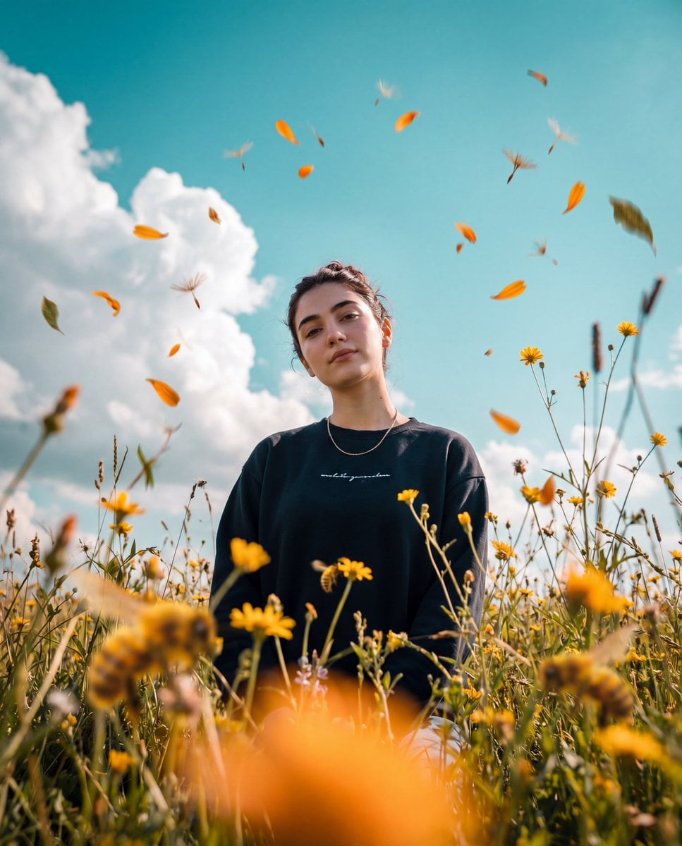 Photorealistic cinematic photo, 3:4 vertical frame, shooting from a v…