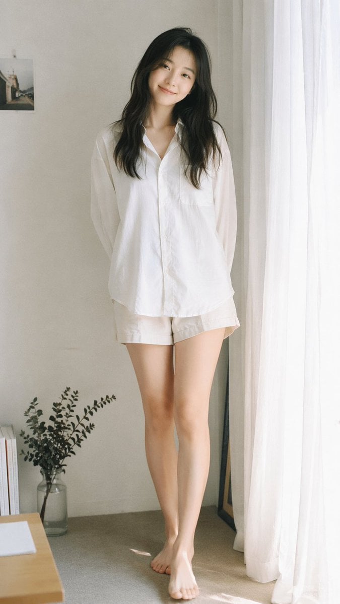 Analog 35mm film photography, soft airy Japanese-style aesthetic, gentle diffused natural window light, sligh…