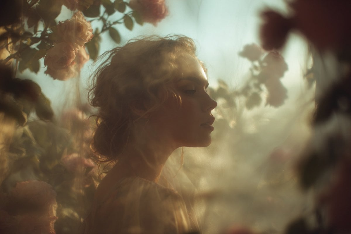 A soft-focus dream photograph of a [subject] in a [setting], seen thr…