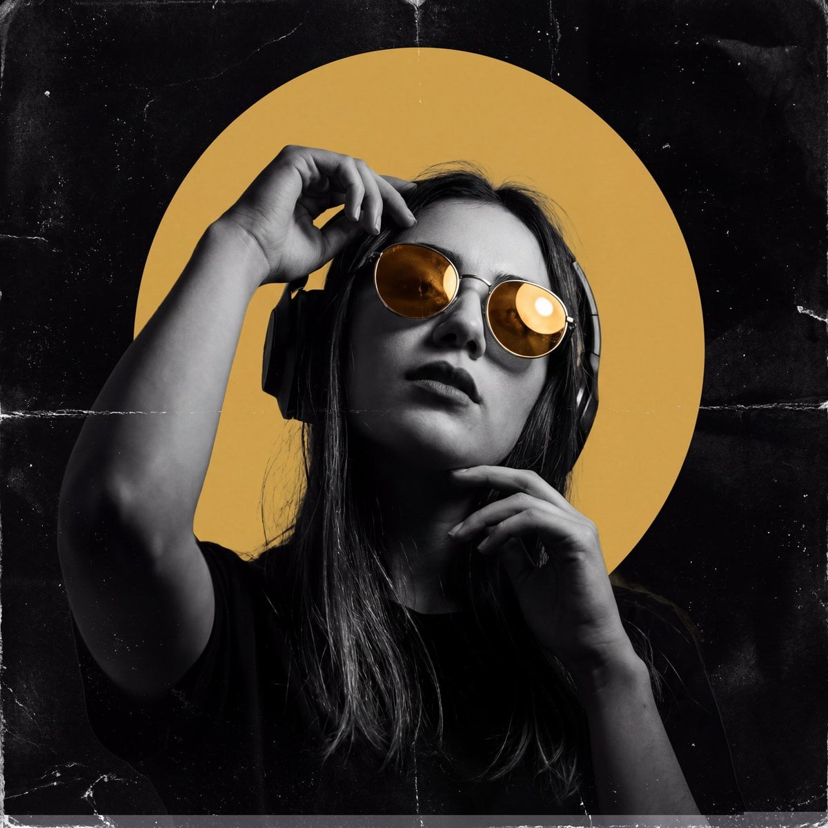 Create a dark, high‑contrast poster with a moody, underground club ae…