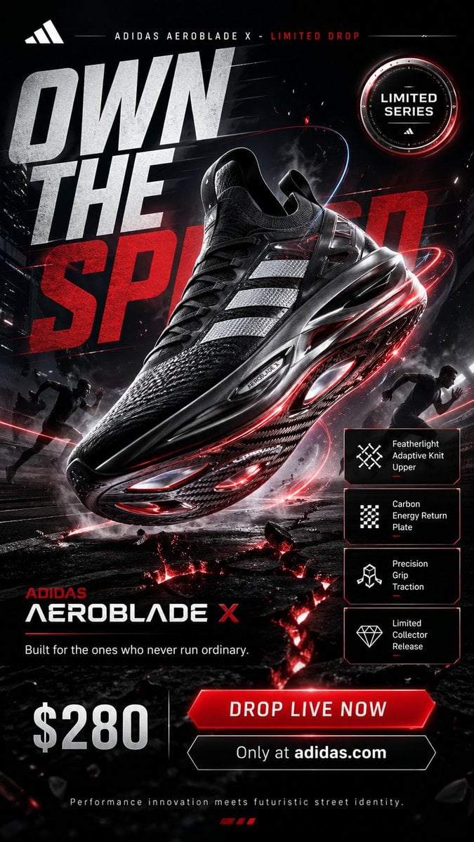 Create a jaw-dropping premium advertising poster in 9:16 vertical for…