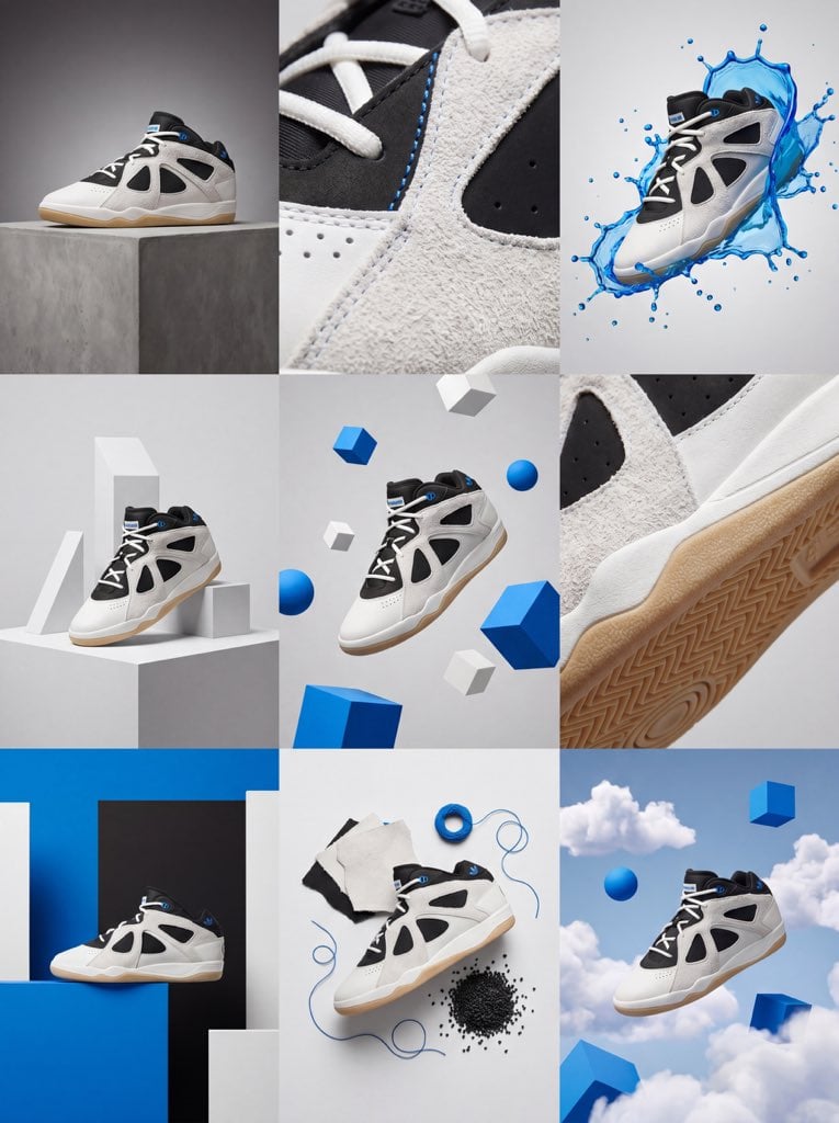 Create a 3×3 grid in 3:4 aspect ratio for a high-end commercial marke…