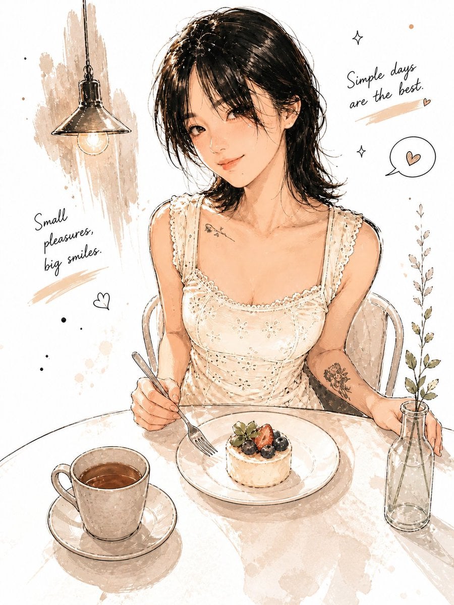 minimal watercolor ink illustration soft anime realism hand-drawn ske…