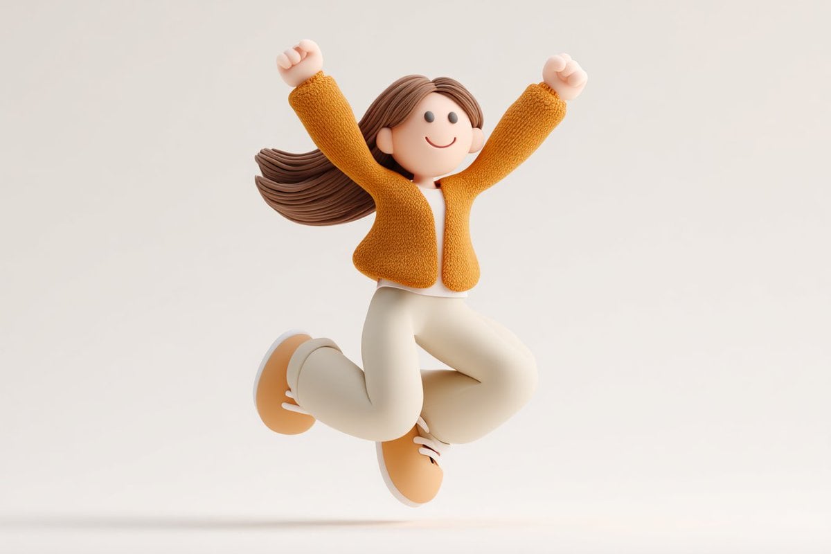 Cute 3D render of a [subject], matte surface, kneaded clay icon style…