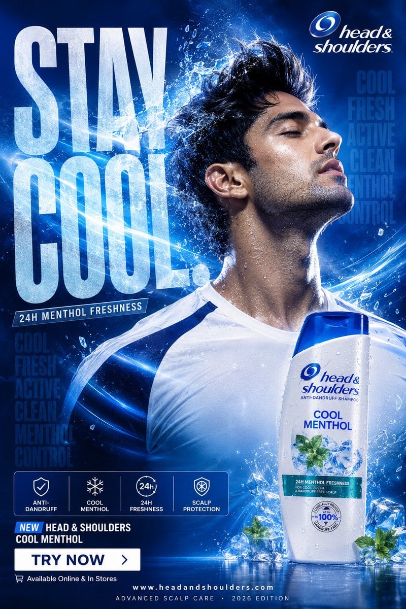 FORMAT: 4:5 vertical hyper-commercial anti-dandruff shampoo campaign…