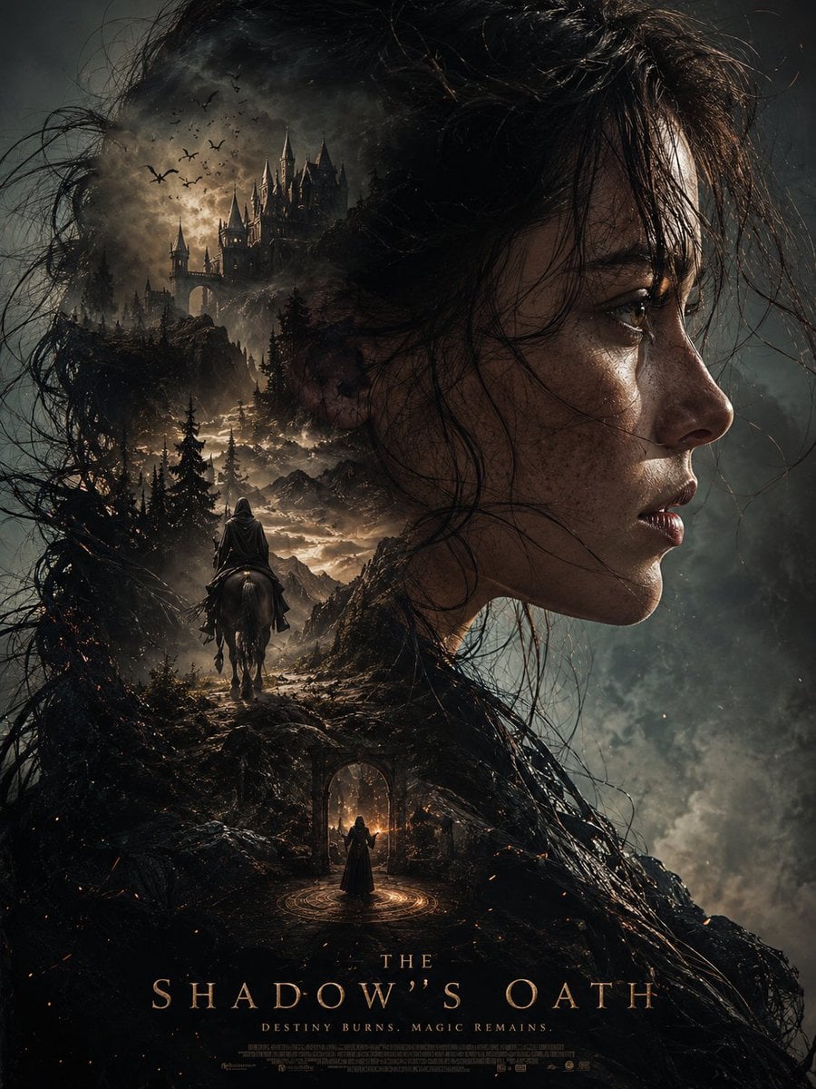 This ultra-cinematic dark fantasy poster is automatically generated using (face and hairstyle from the upload…