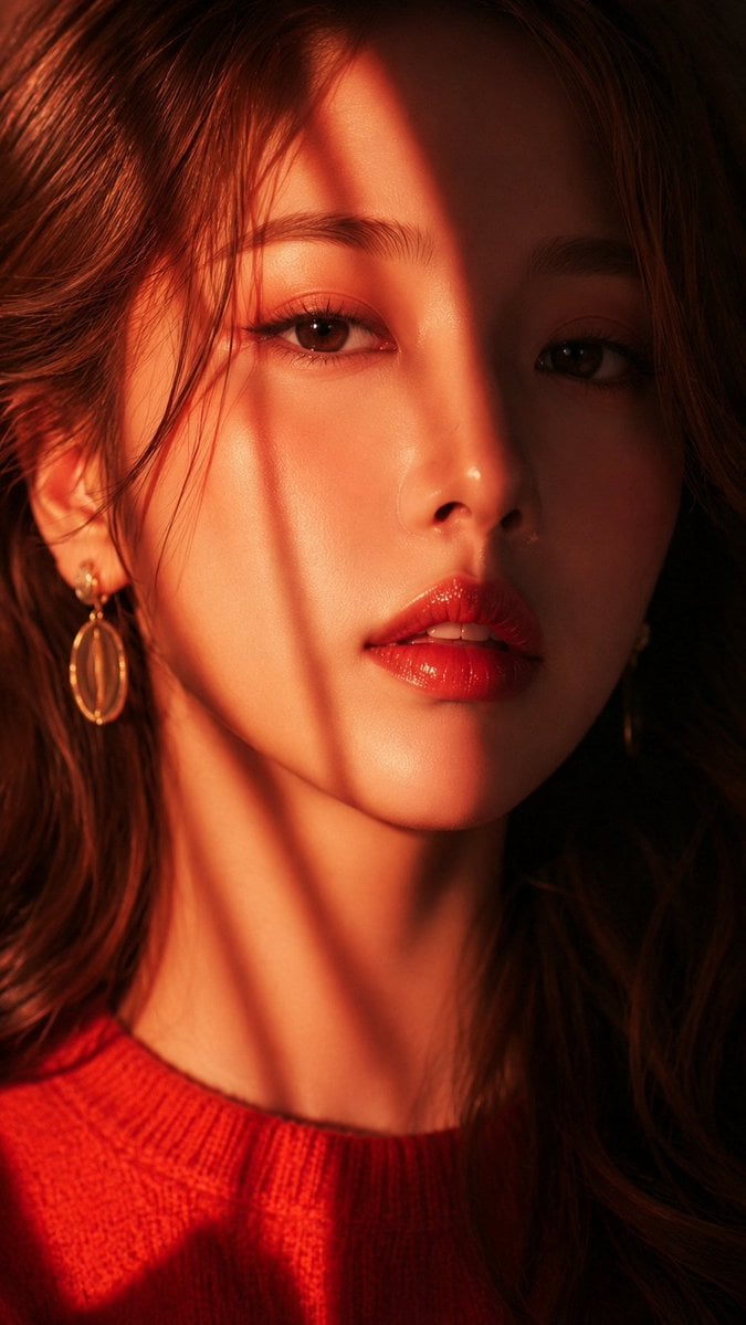 A stunning, high-resolution close-up portrait of an East Asian woman,…