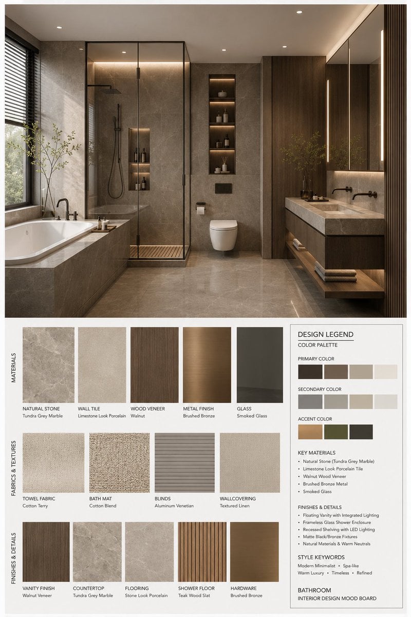 你是一名专业的室内设计 Mood Board 创作者。请基于用户提供的 [Space Type] 室内设计照片，生成一张 竖版 3:4 的…
