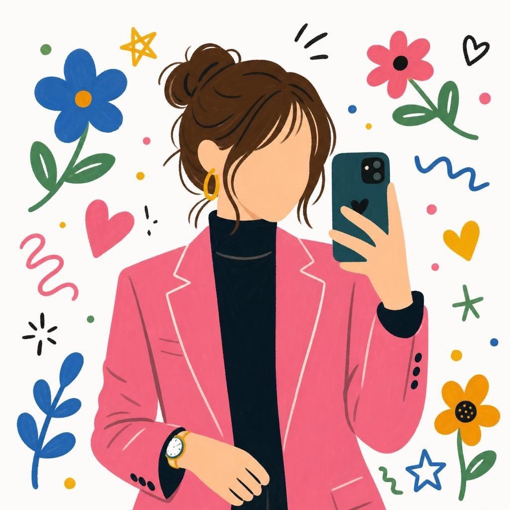 Cute faceless girl illustration in modern flat cartoon style, brown m…