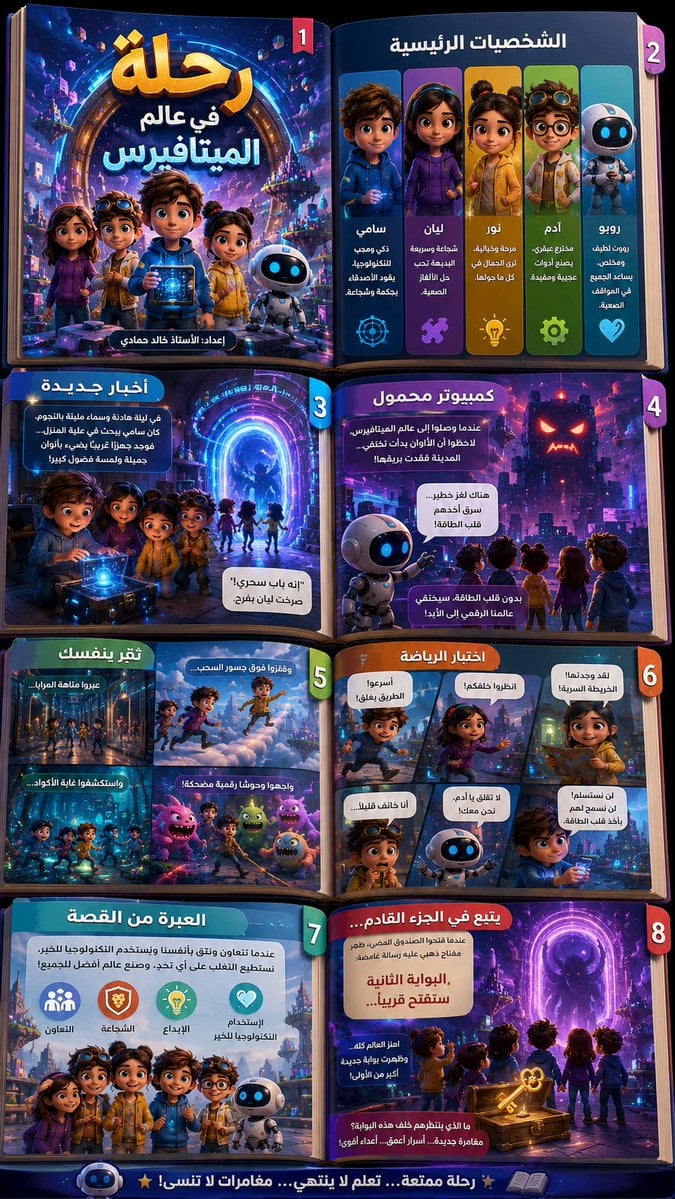 Create a large Arabic infographic in the form of a small three-dimens…