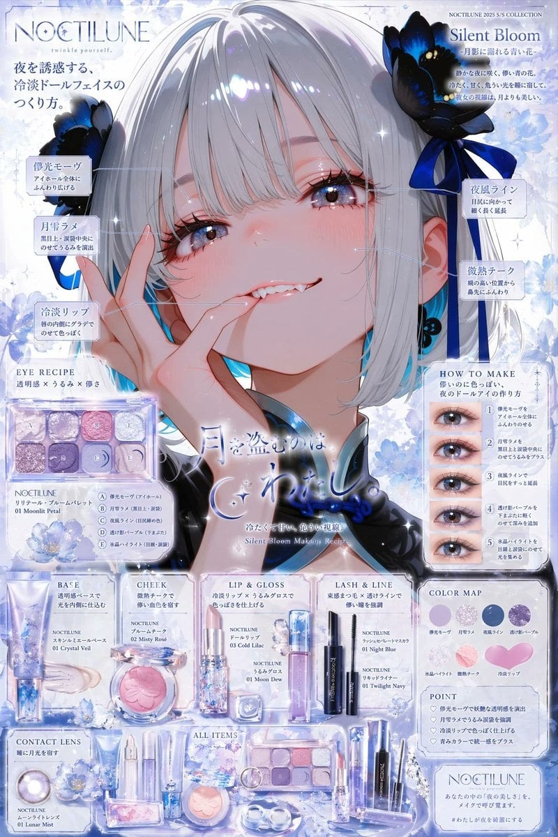 アップロードされた画像のキャラクターを解析し、 そのキャラクターの魅力・世界観・人格性・空気感を最大限に引き出す、 超高密度な「架空コスメ…