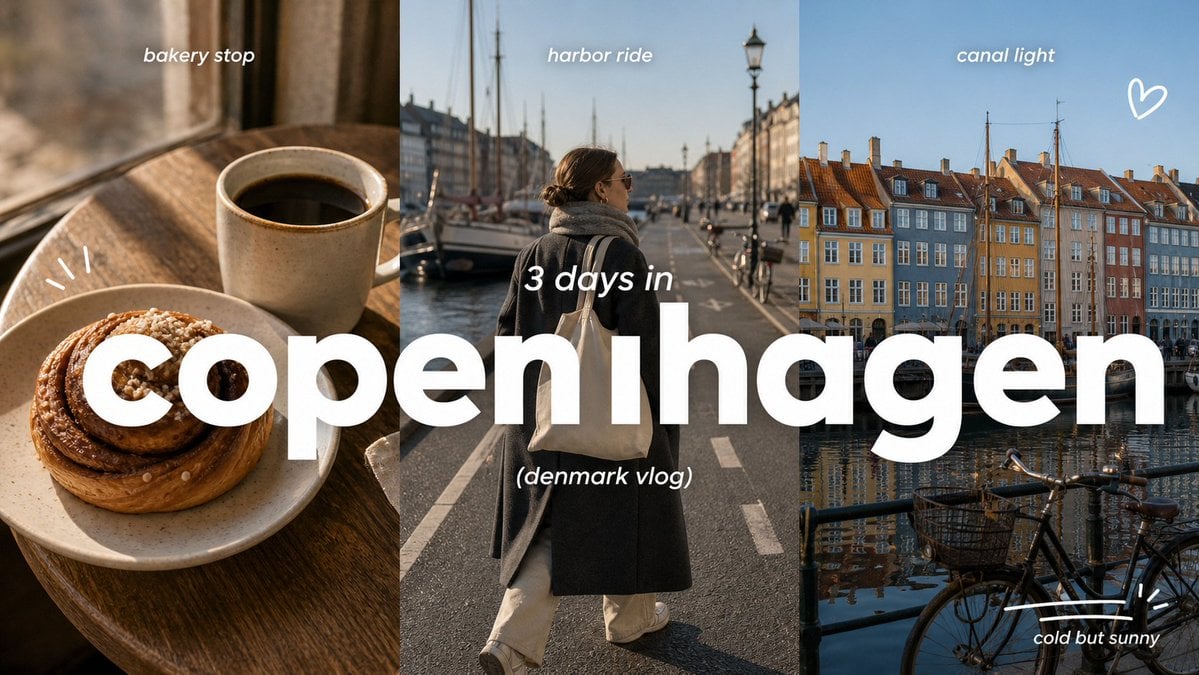 Create a 9:16 image in the "Clean Triptych Travel Vlog Thumbnail" sty…