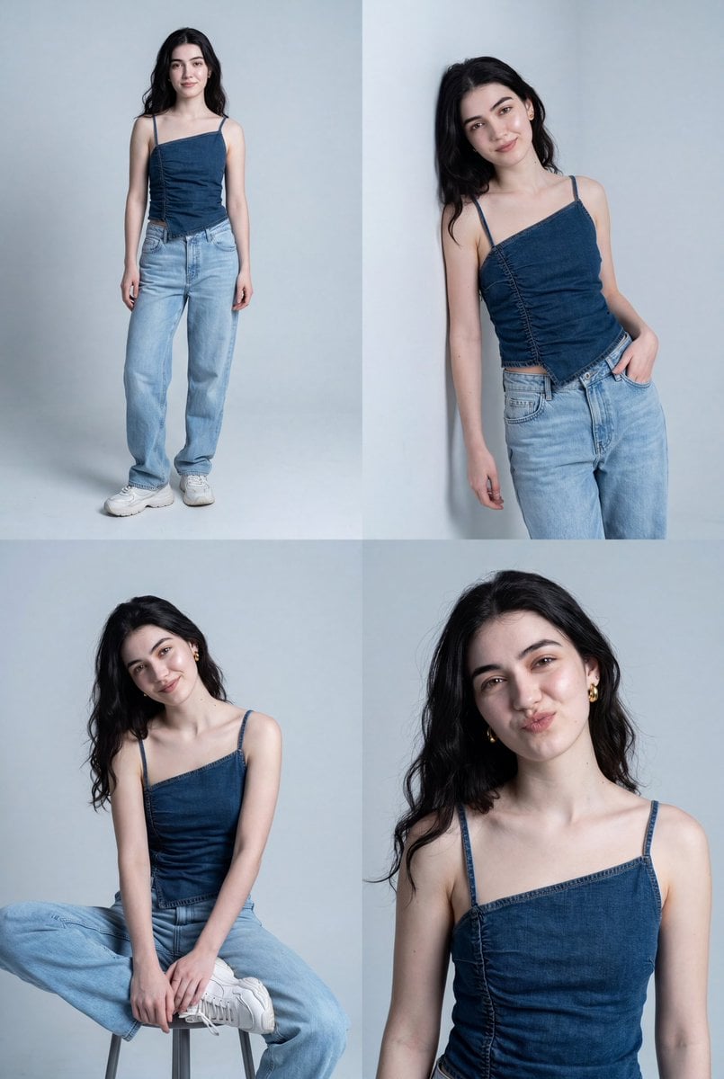 scene type smartphone fashion portrait series layout 4-photo grid col…