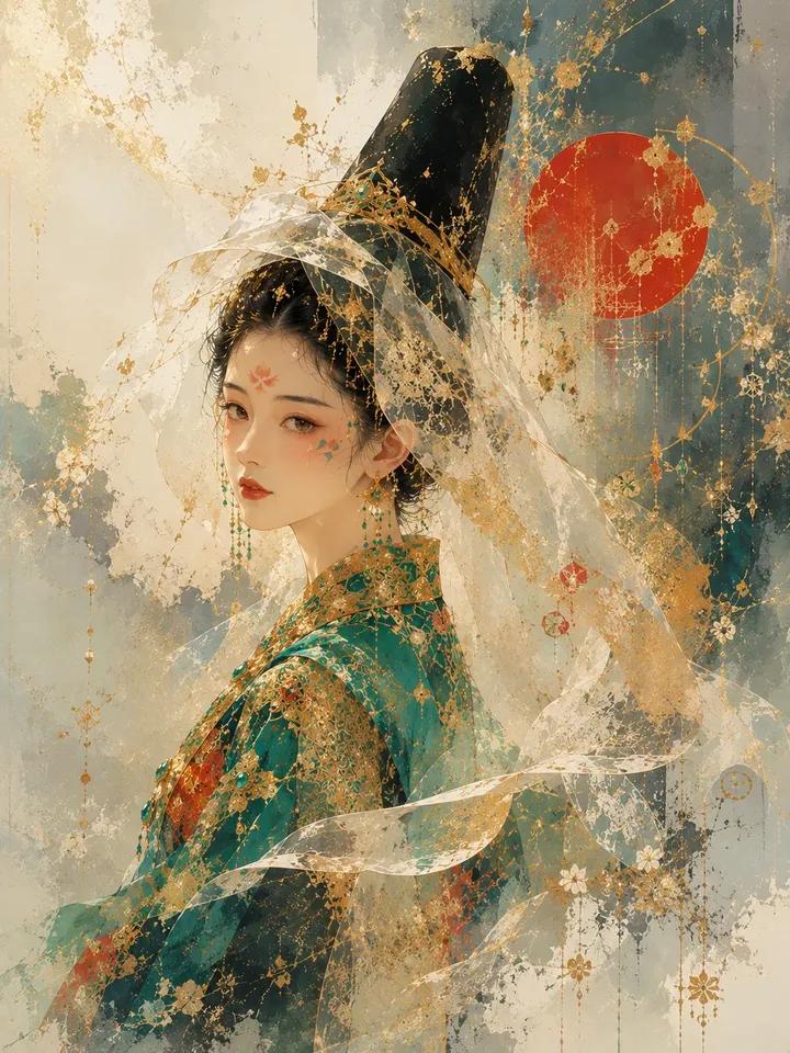 Ultra-detailed ethereal portrait of a beautiful East Asian royal prin…