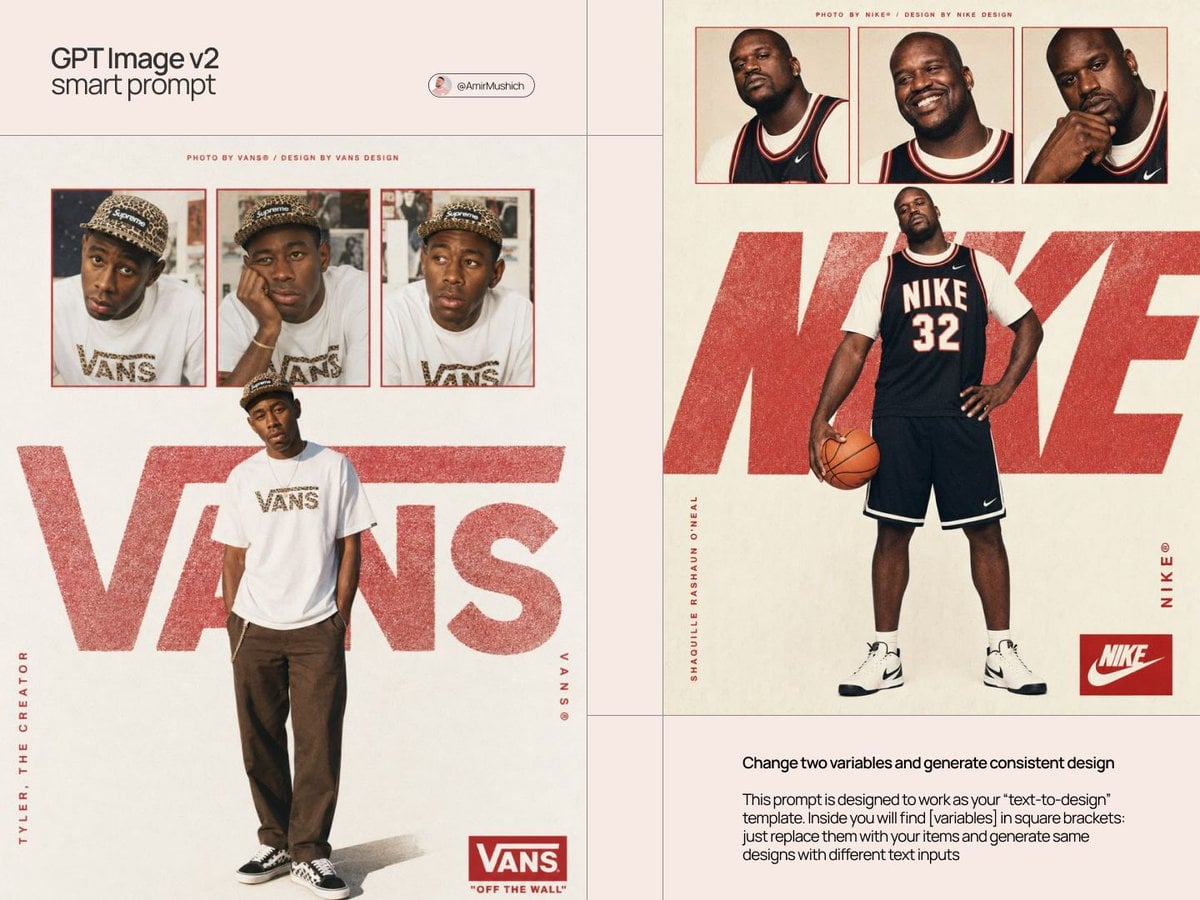 Act as a Streetwear Editorial Designer and Art Director creating a vertical brand poster in the style of a 19…
