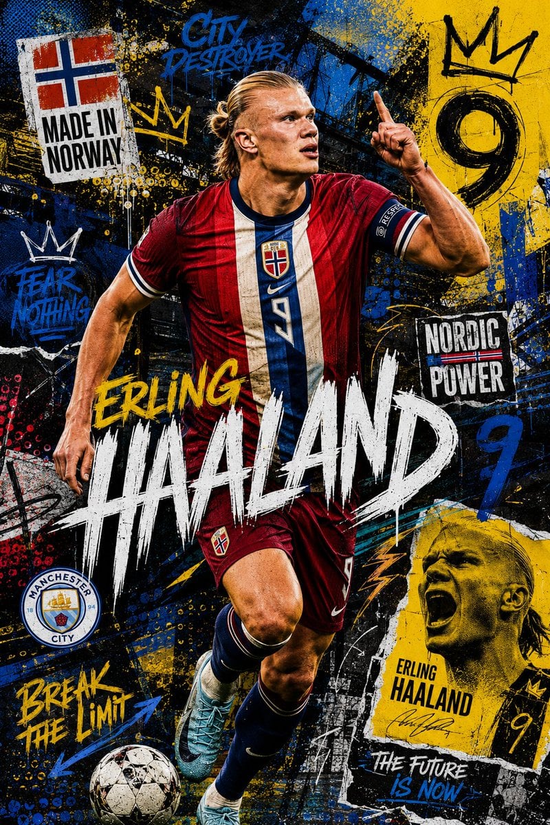 A dynamic mixed-media football poster featuring James Rodríguez in Co…