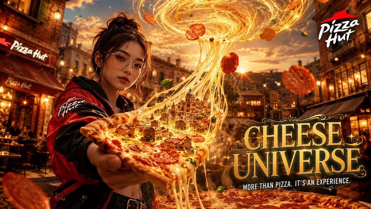 A hyper-realistic cinematic food advertisement in vertical 9:16 format featuring a stylish young woman wearin…