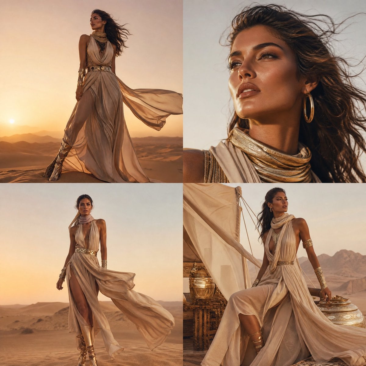 A high-fashion cinematic desert shoot inspired by Vogue editorial sty…