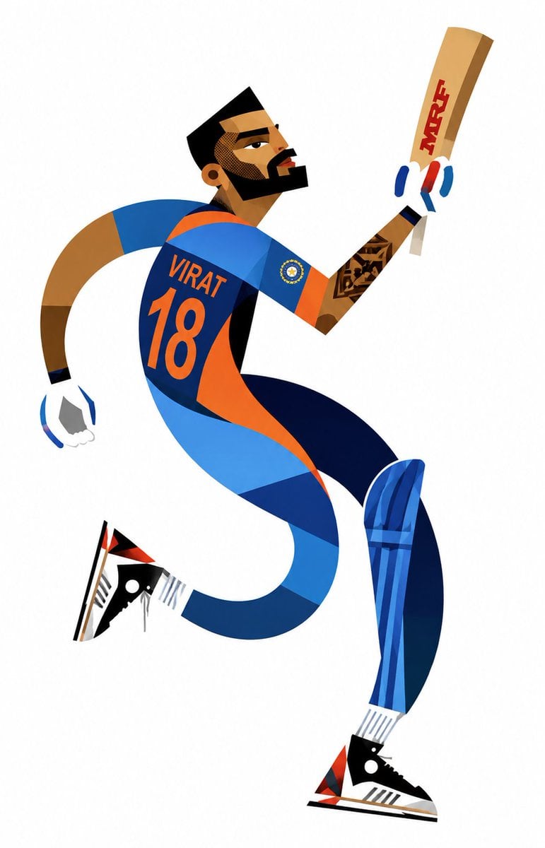 Create a stylized geometric cubist sports illustration poster featuri…