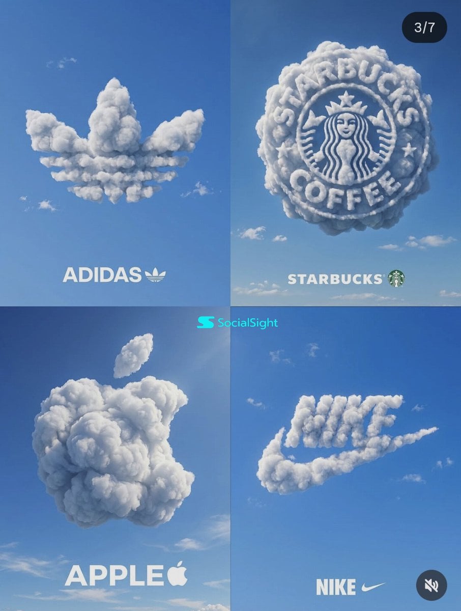 Create a premium 2x2 grid poster featuring four iconic brand logos sc…