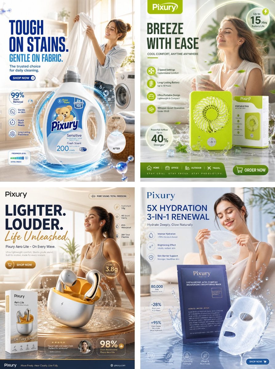 premium daily necessities social media marketing poster, hyper-realis…
