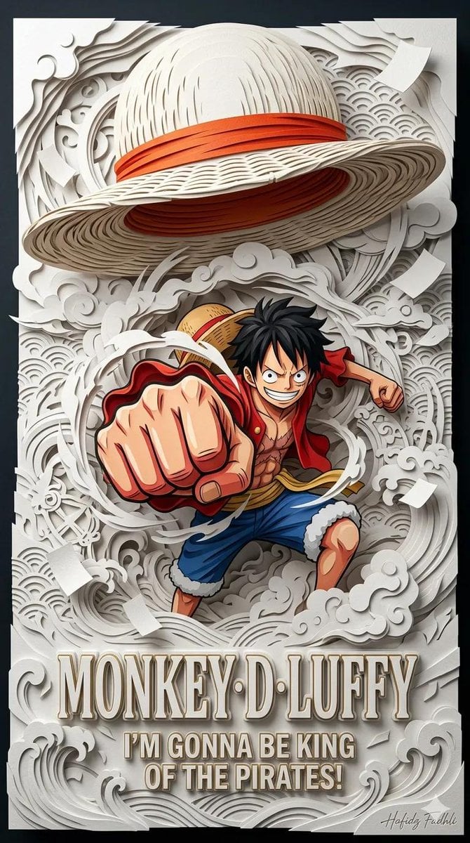 Ultra-detailed 3D layered papercraft anime poster, dynamic anime hero…