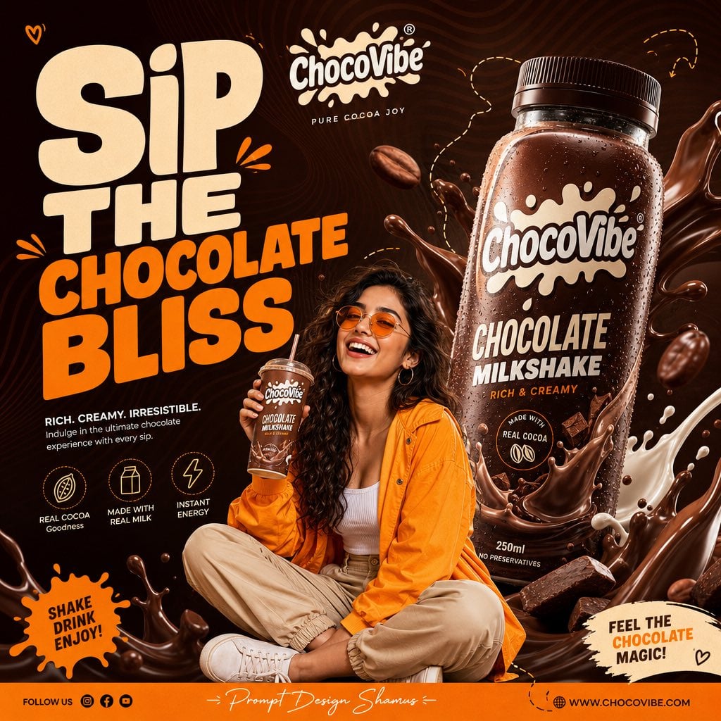 Create a premium Gen-Z commercial advertising poster for a **Chocolat…