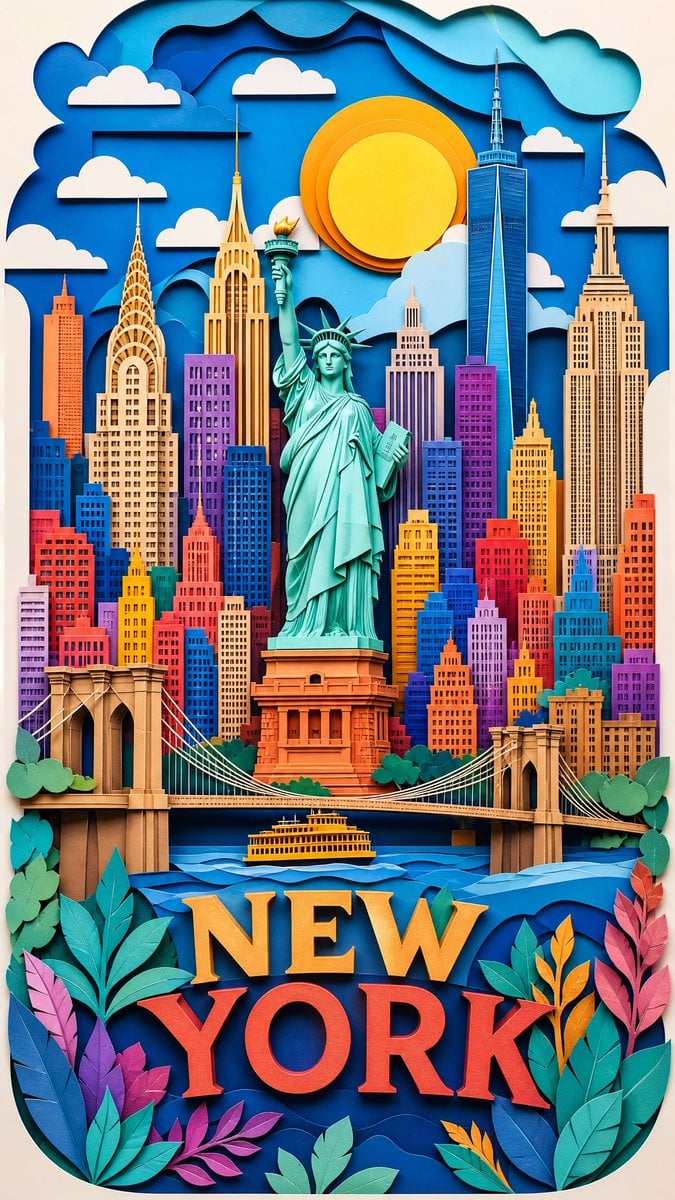 Ultra-detailed layered papercut art illustration of [Country Or City]…