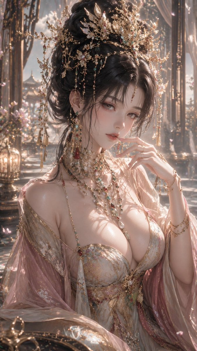 9:16 竖版，高精度 3D CG 东方幻想女性角色人像，3D CG oriental fantasy beauty portrait，a…