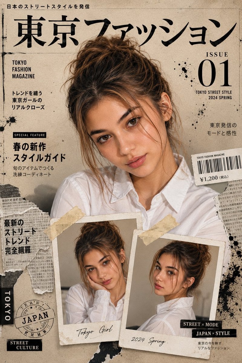 Create 8K Ultra-cinematic premium Japanese fashion cover using ref im…