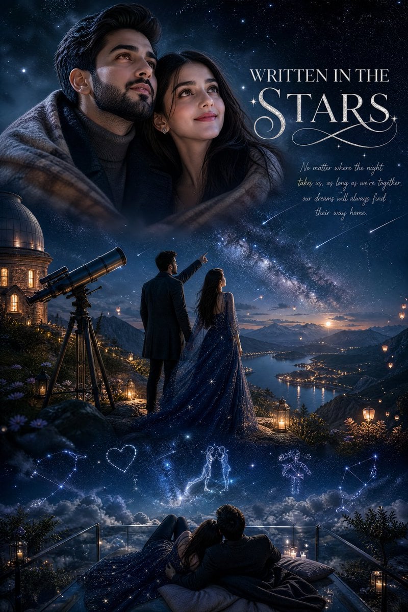 Ultra-Realistic Romantic Couple Poster – "Stargazers" Ultra-realistic cinematic love story poster of a young…